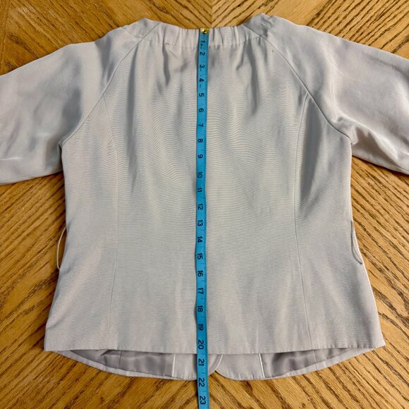 Banana Republic Stretch Blazer Suit Jacket Beige Belt Waist Tie Pockets Size 2 - Picture 10 of 12